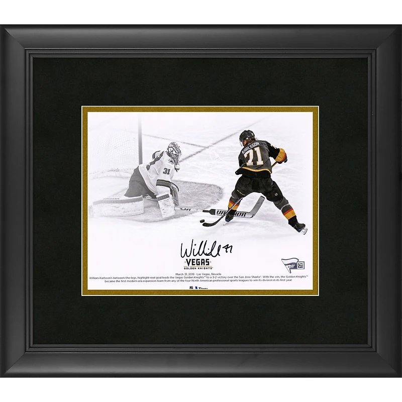 William Karlsson Vegas Golden Knights Framed Autographed 8" x 10" Goal Between Legs Spotlight Photograph