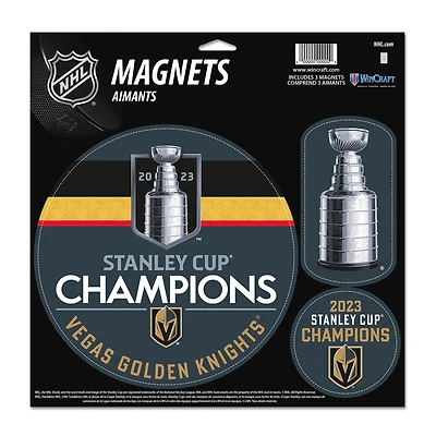 WinCraft  Vegas Golden Knights 2023 Stanley Cup Champions Three-Pack Indoor/Outdoor Vinyl Magnet Set