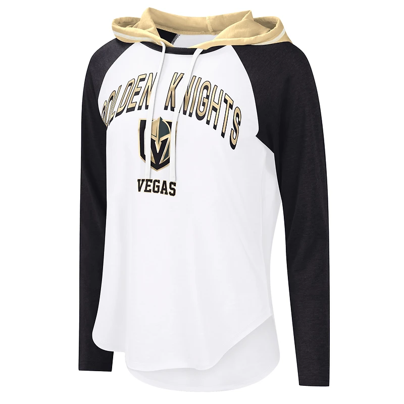 T-shirt à capuche manches longues raglan G-III 4Her par Carl Banks pour femme, motif Vegas Golden Knights, blanc