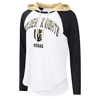 T-shirt à capuche manches longues raglan G-III 4Her par Carl Banks pour femme, motif Vegas Golden Knights, blanc