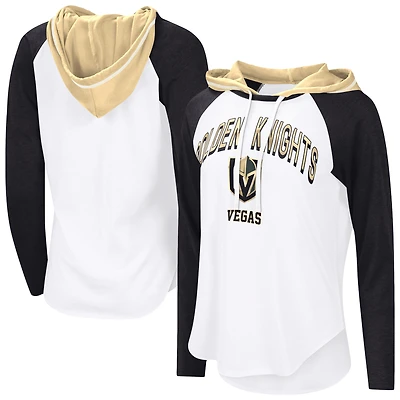 T-shirt à capuche manches longues raglan G-III 4Her par Carl Banks pour femme, motif Vegas Golden Knights, blanc