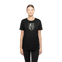 T-shirt à imprimé floral noir Vegas Golden Knights Glam Game de New Era pour femme