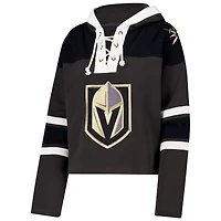 Sweat à capuche court en dentelle de qualité supérieure pour femme '47 Charcoal Vegas Golden Knights