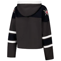 Sweat à capuche court en dentelle de qualité supérieure pour femme '47 Charcoal Vegas Golden Knights