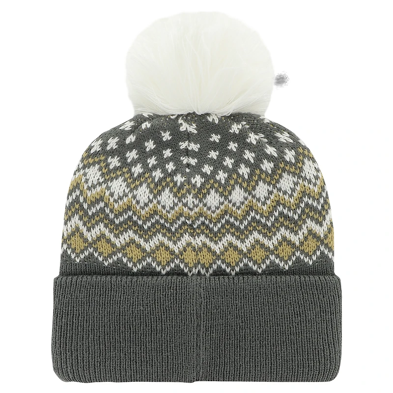 Bonnet en tricot à revers Elsa '47 Charcoal Vegas Golden Knights pour femmes avec pompon