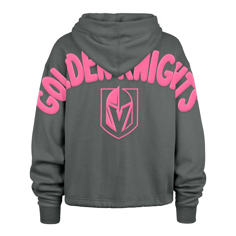 Women's '47 Gray Vegas Golden Knights Bright Side Venice Cropped Pullover Hoodie