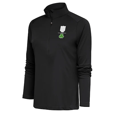 Women's Antigua  Charcoal Vegas Golden Knights Shamrock Tribute Half-Zip Pullover Top