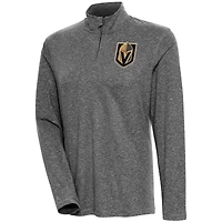 Women's Antigua  Heather Black Vegas Golden Knights Confront Quarter-Zip Pullover Top