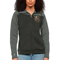 Women's Antigua Steel/Charcoal Vegas Golden Knights Protect Full-Zip Hoodie