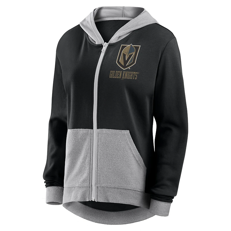 Sweat à capuche entièrement zippé en French Terry Hit It Vegas Golden Knights noir pour femme