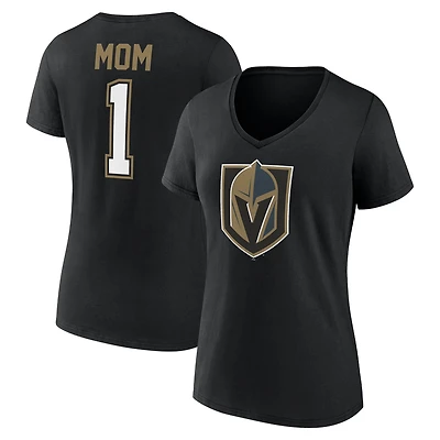 T-shirt à col en V noir pour femme, motif Golden Knights de Vegas, spécial fête des mères