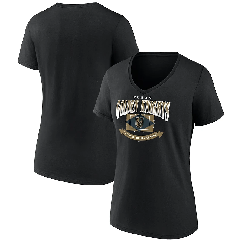 T-shirt à col en V noir Vegas Golden Knights pour femmes