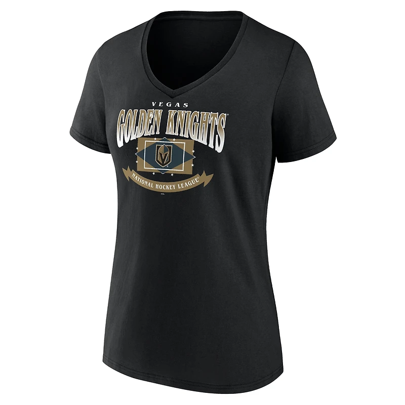 Women's Black Vegas Golden Knights Slapshot V-Neck T-Shirt