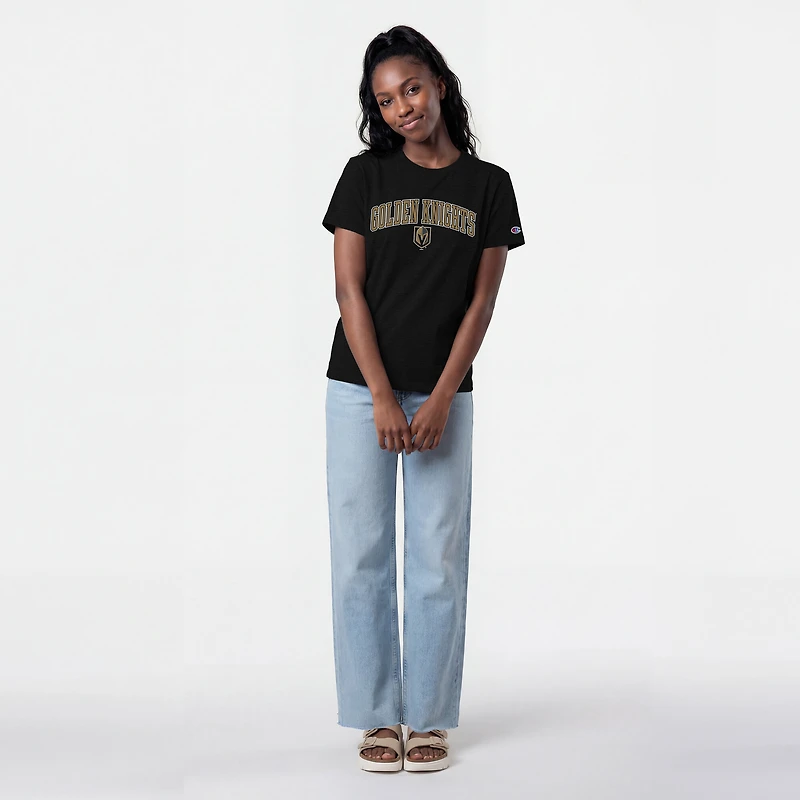 Women's Champion Black Vegas Golden Knights Arch Mascot Logo T-Shirt