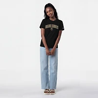 Women's Champion  Black Vegas Golden Knights Arch Mascot Logo T-Shirt