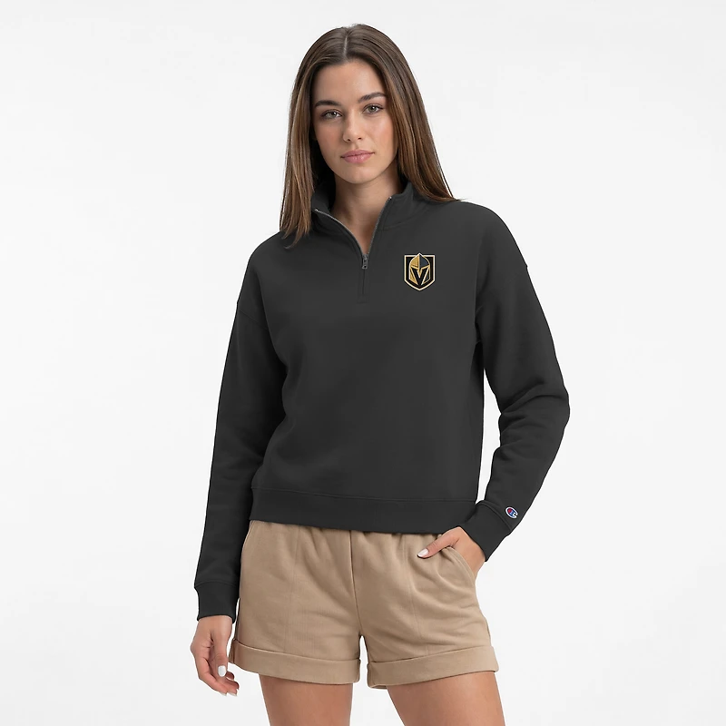 Women's Champion Black Vegas Golden Knights Powerblend Quarter-Zip Sweatshirt