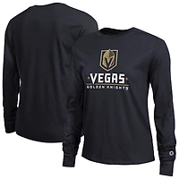 Women's Champion  Black Vegas Golden Knights Wordmark Lockup Long Sleeve T-Shirt