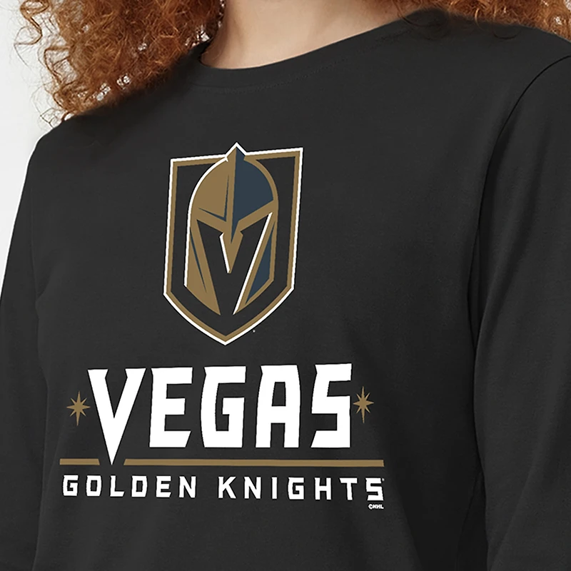 Women's Champion  Black Vegas Golden Knights Wordmark Lockup Long Sleeve T-Shirt