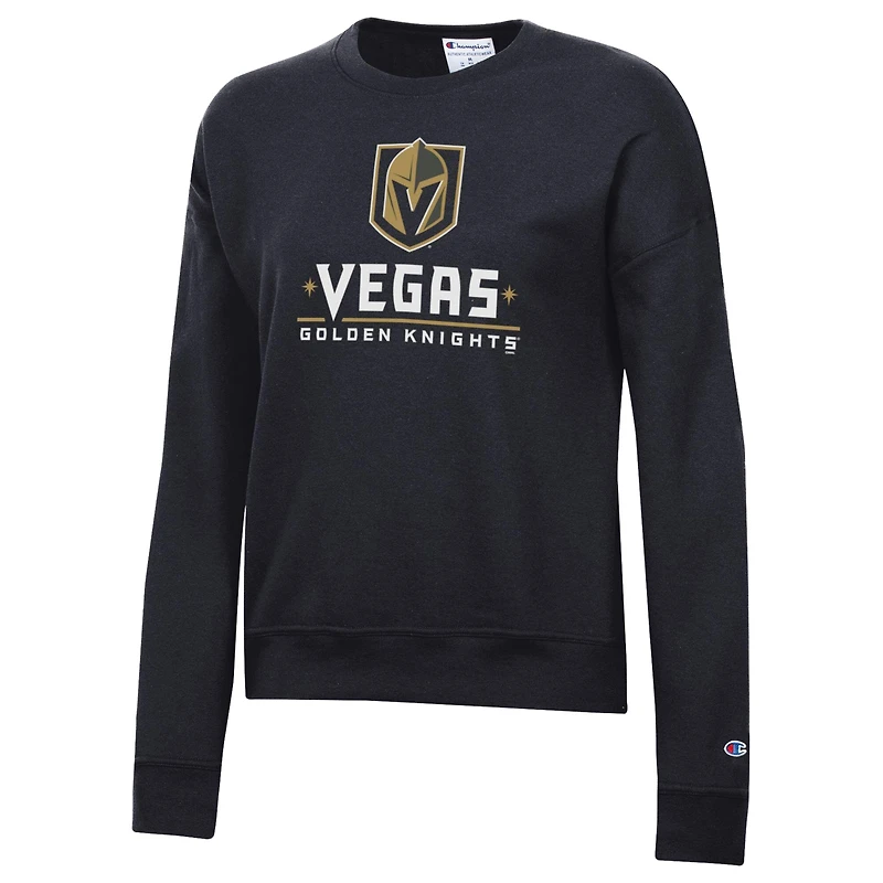Sweat-shirt Champion Black Vegas Golden Knights Wordmark Lockup Powerblend pour femme