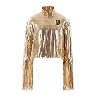 Women's Cuce  Gold Vegas Golden Knights Cropped Sequin Fringe Blazer