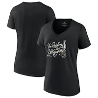 T-shirt à col en V Fanatics pour femmes Black Vegas Golden Knights 2023 Célébration des champions de la Coupe Stanley