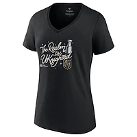 T-shirt à col en V Fanatics pour femmes Black Vegas Golden Knights 2023 Célébration des champions de la Coupe Stanley
