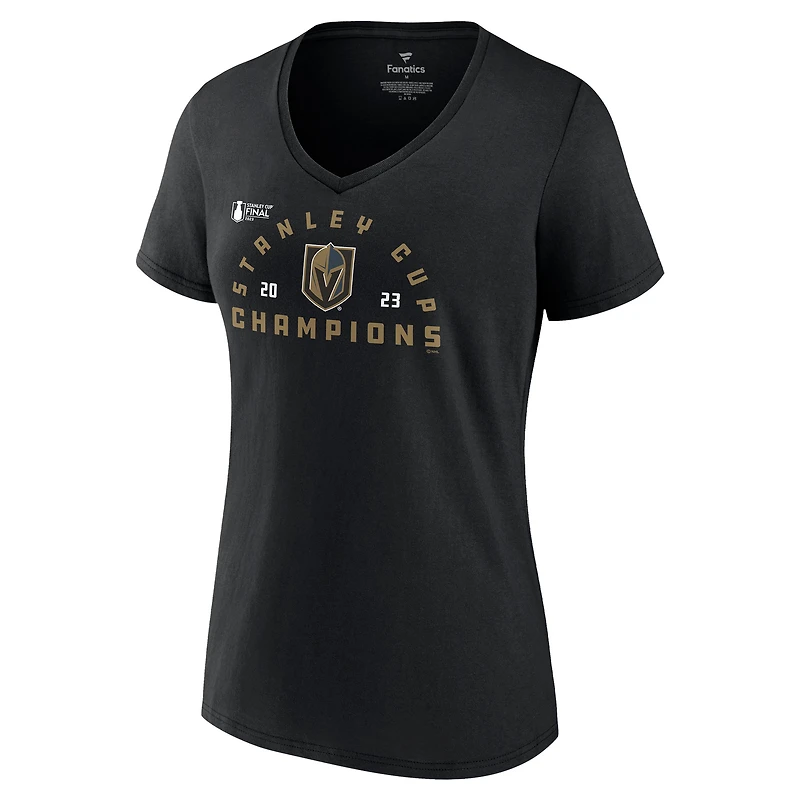 Fanatics pour femmes Black Vegas Golden Knights 2023 Stanley Cup Champions Jersey Roster T-shirt à col en V
