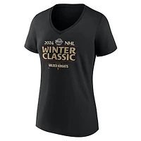Women's Fanatics Black Vegas Golden Knights 2024 NHL Winter Classic V-Neck T-Shirt