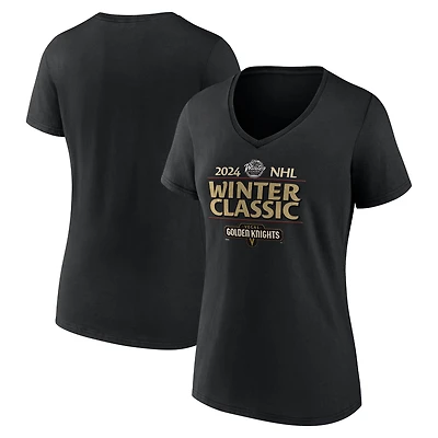T-shirt à col en V Fanatics Black Vegas Golden Knights 2024 NHL Winter Classic pour femmes