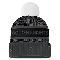 Women's Fanatics Black Vegas Golden Knights Authentic Pro Rink Cuffed Knit Hat with Pom