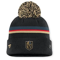 Women's Fanatics Black Vegas Golden Knights Authentic Pro Rink Cuffed Knit Hat with Pom