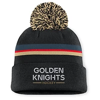 Bonnet en tricot à revers et pompon authentique Pro Rink des Golden Knights de Vegas pour femmes Fanatics Black