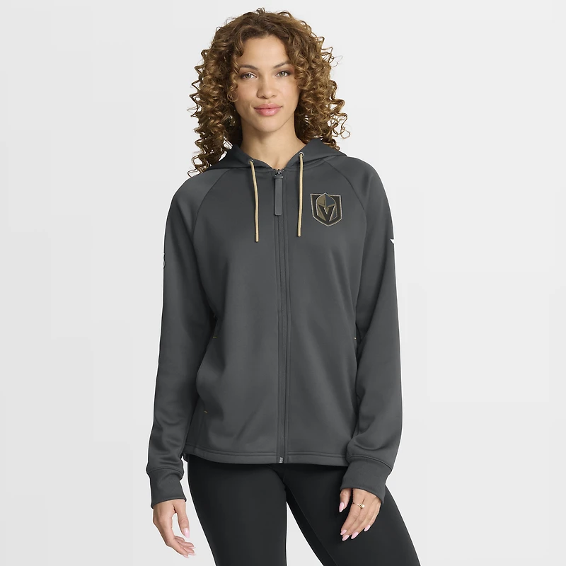 Sweat à capuche zippé intégral Authentic Pro Rink Fanatics Black Vegas Golden Knights pour femme