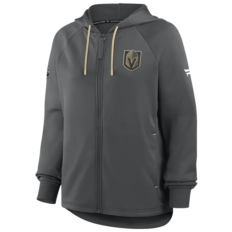 Sweat à capuche zippé intégral Authentic Pro Rink Fanatics Black Vegas Golden Knights pour femme
