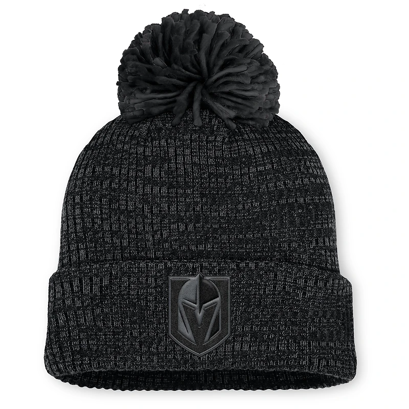 Women's Fanatics Black Vegas Golden Knights Authentic Pro Road Cuffed Knit Hat with Pom