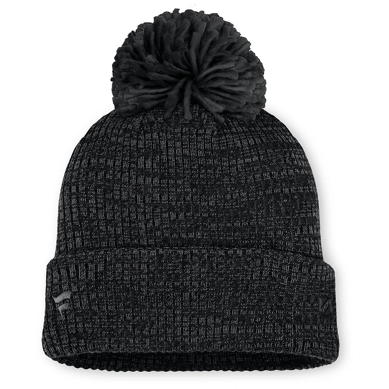 Women's Fanatics Black Vegas Golden Knights Authentic Pro Road Cuffed Knit Hat with Pom