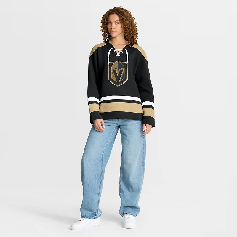 Sweat-shirt à lacets manches longues Icing Fanatics Black Vegas Golden Knights pour femme