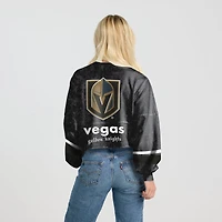 Women's Fanatics  Black Vegas Golden Knights Mineral Wash Oversized Long Sleeve Jersey T-Shirt