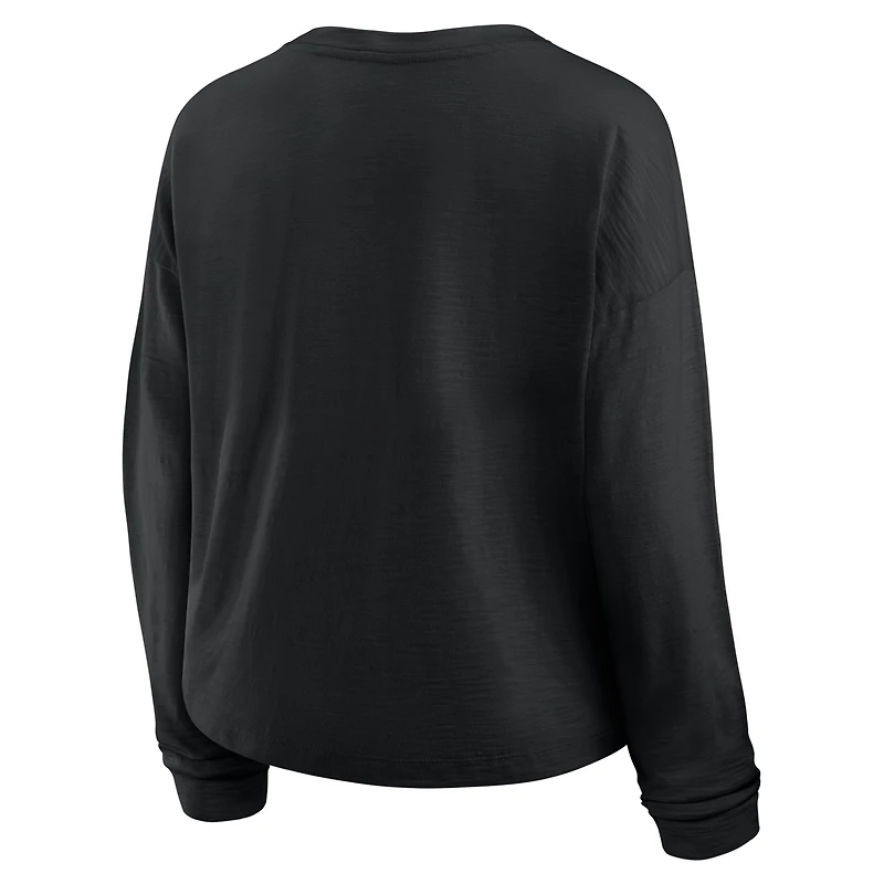 T-shirt Henley surdimensionné à manches longues pour femmes Fanatics Black Vegas Golden Knights