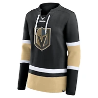 T-shirt à manches longues lacets Fanatics pour femmes, noir, Vegas Golden Knights Prime Time