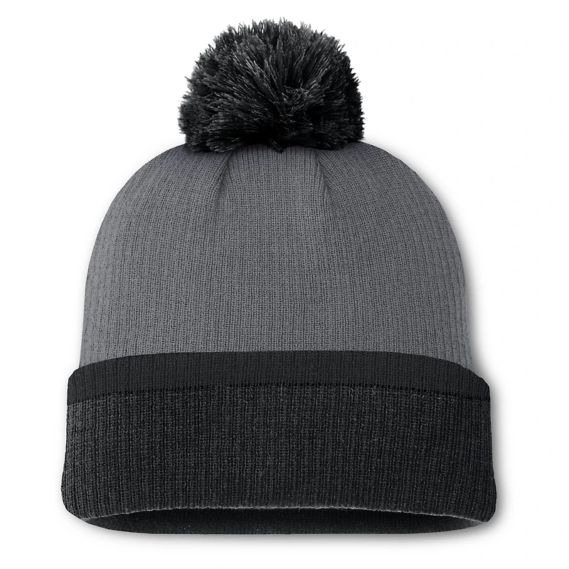 Bonnet en tricot à revers avec pompon pour femme Fanatics Charcoal Vegas Golden Knights