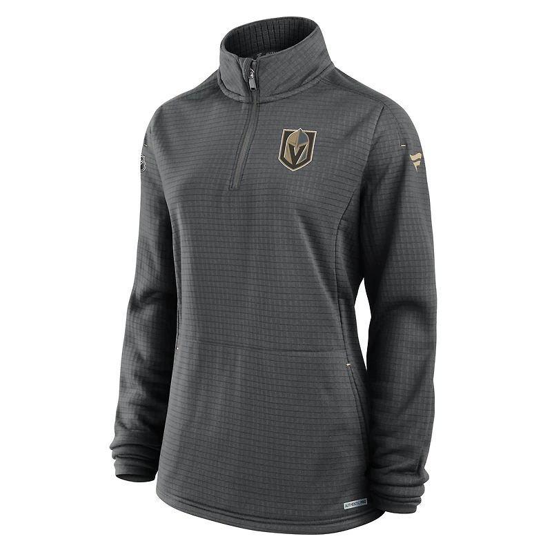 Women's Fanatics  Gray Vegas Golden Knights Authentic Pro Rink Lightweight Quarter-Zip Pullover Top