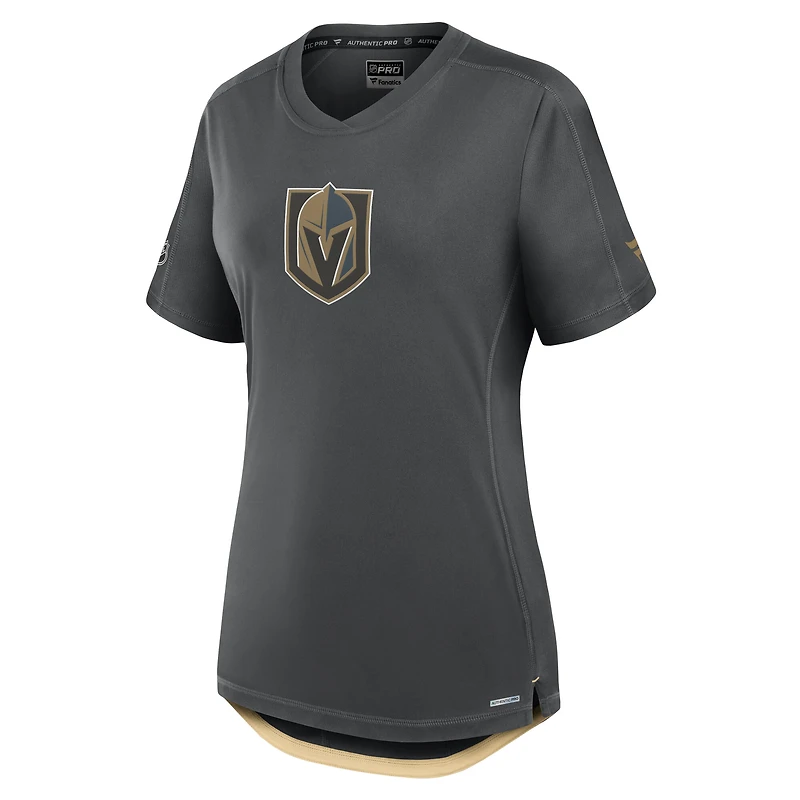 Women's Fanatics  Gray Vegas Golden Knights Authentic Pro Rink Tech T-Shirt