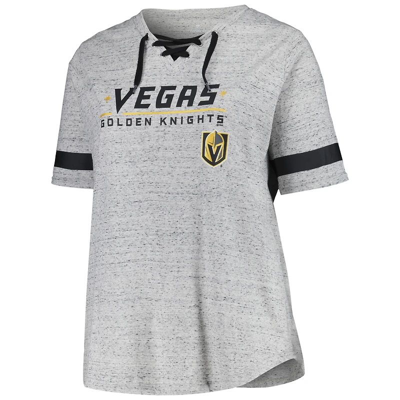 T-shirt à lacets grande taille Fanatics Heather Grey Vegas Golden Knights pour femmes
