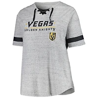 T-shirt à lacets grande taille Fanatics Heather Grey Vegas Golden Knights pour femmes