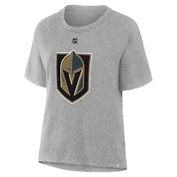 T-shirt authentique Fanatics Jack Eichel gris chiné Vegas Golden Knights pour femmes, avec nom et numéro superposés