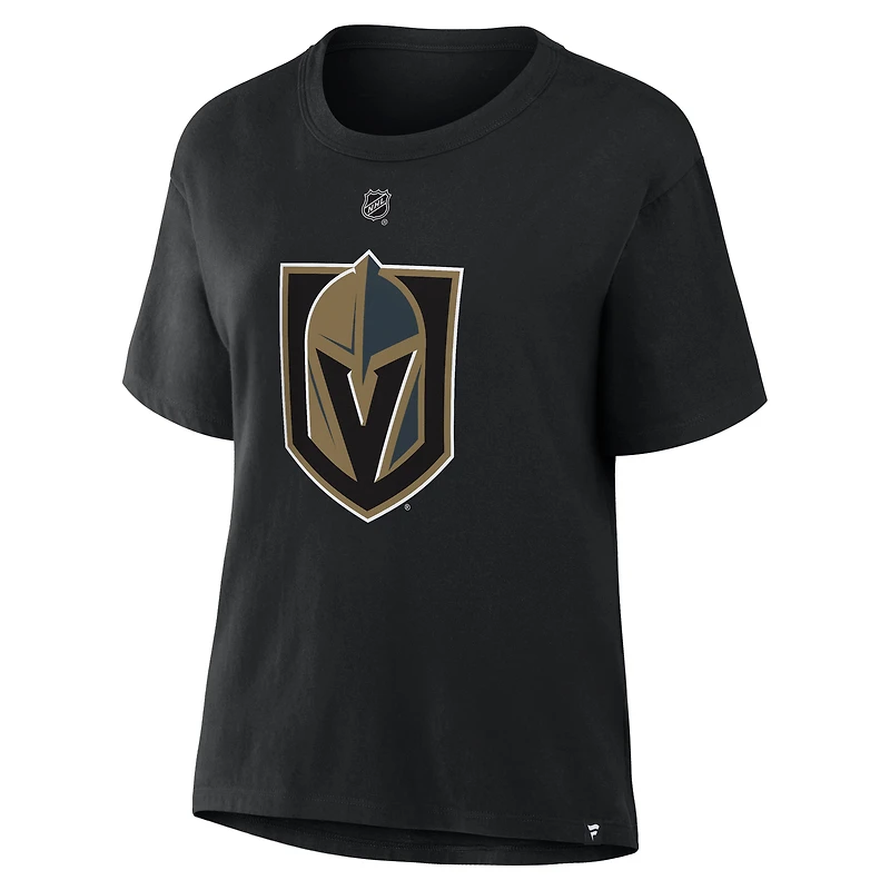 Women's Fanatics Mitch Marner Black Vegas Golden Knights Authentic Stack Name & Number T-Shirt