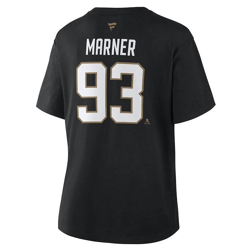 Women's Fanatics Mitch Marner Black Vegas Golden Knights Authentic Stack Name & Number T-Shirt