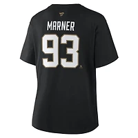 Women's Fanatics Mitch Marner Black Vegas Golden Knights Authentic Stack Name & Number T-Shirt