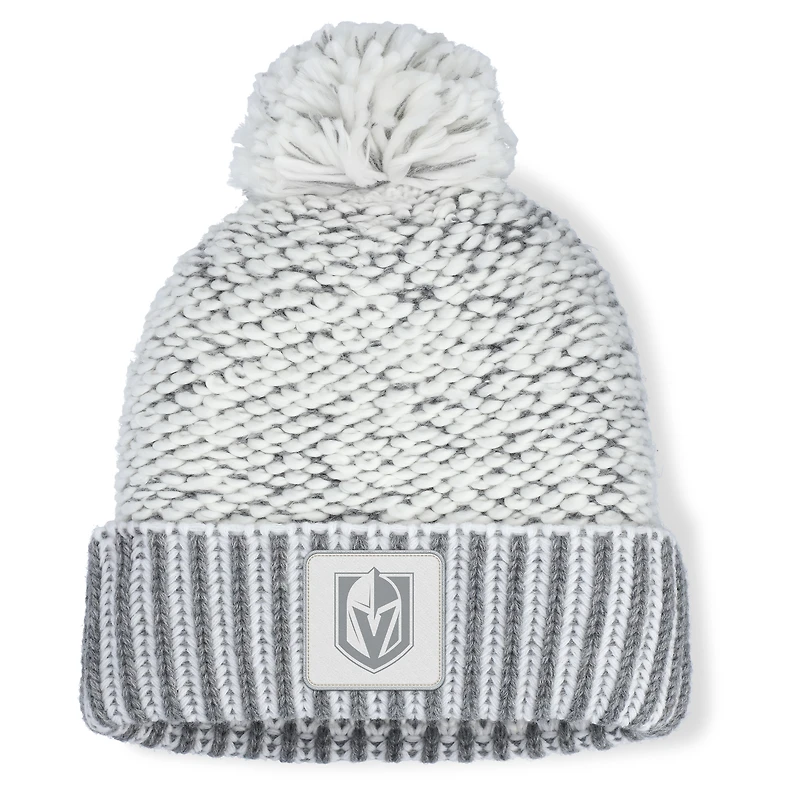 Women's Fanatics White/Gray Vegas Golden Knights Fundamental Mist Cuffed Knit Hat with Pom